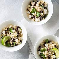 Quinoa with black beans and hominy