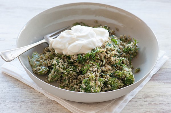 Quinoa with broccoli pesto