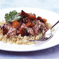 Quinoa with butternut squash and spicy tomato sauce