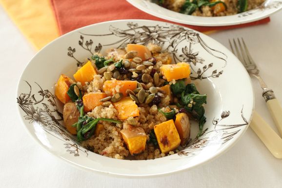 Quinoa with butternut squash and pumpkin seeds