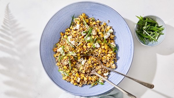 Quinoa with caramelized corn and scallions