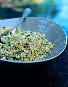 Quinoa with corn, scallions, and mint