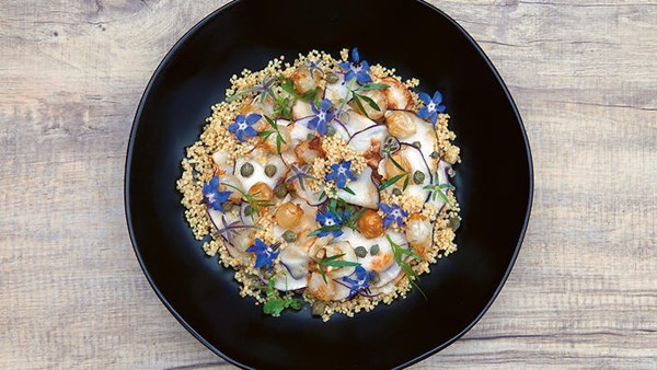 quinoa with kohlrabi and borage