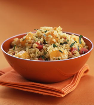 Quinoa with mango and curried yogurt