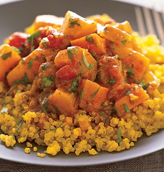Quinoa with Moroccan winter squash and carrot stew