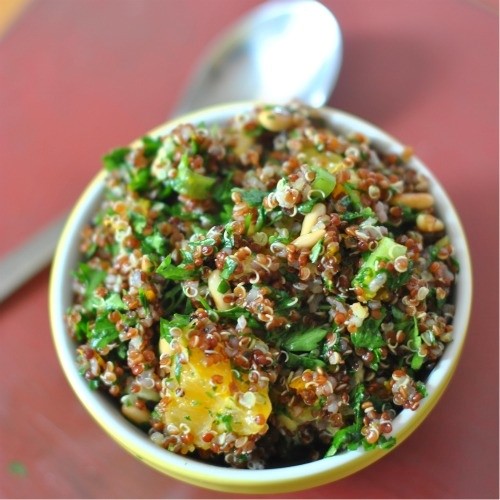 Quinoa with orange, ginger, parsley and pine nuts
