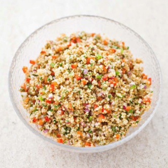 Quinoa with red bell pepper and cilantro