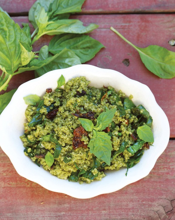 Quinoa with secret pesto & sun-dried tomatoes