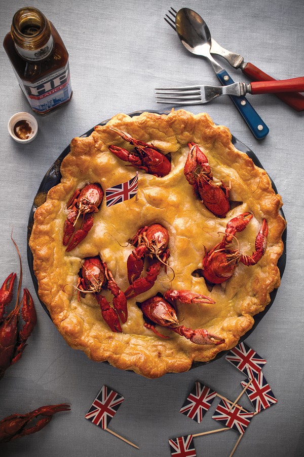 Rabbit and crawfish stargazy pie