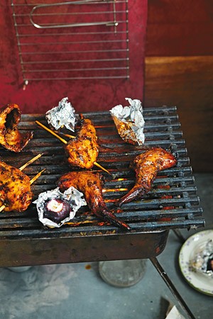 Rabbit and fig kebabs