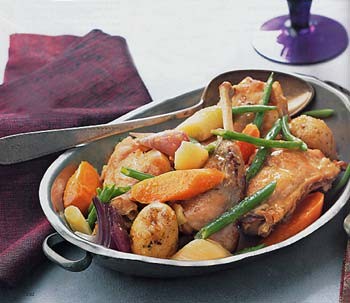 Rabbit, carrot, leek, and green bean ragout