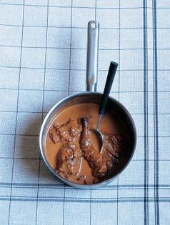 Rabbit flambéed with Cognac (Lapin flambé au Cognac)
