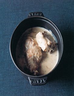Rabbit in blue cheese sauce (Lapin au Roquefort)