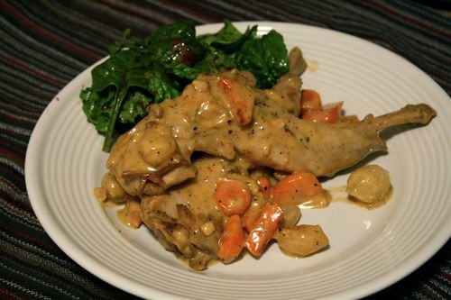 Rabbit in mustard cream sauce