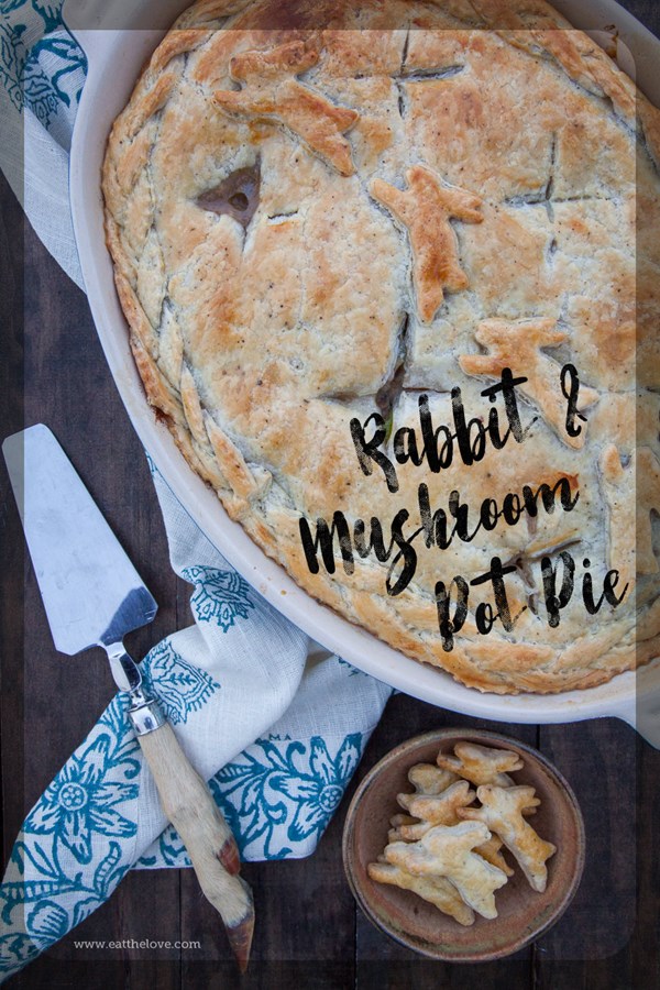 Rabbit pot pie with wild mushrooms