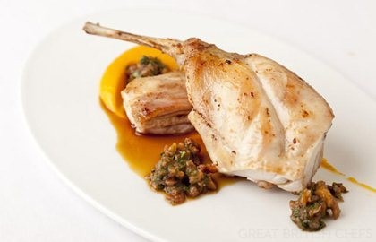 Rabbit with butternut squash and papaya