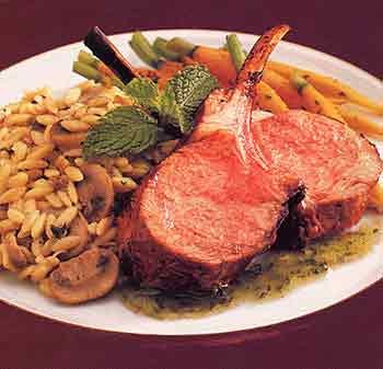 Rack of lamb with chutney-mint glaze
