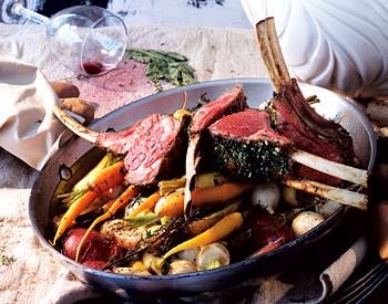 Rack of lamb with garlic and herbs