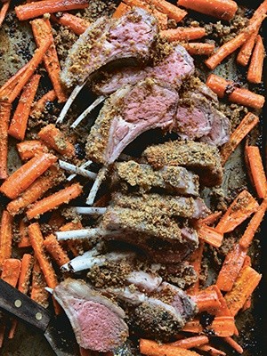 Rack of lamb with herby breadcrumbs & buttered carrots