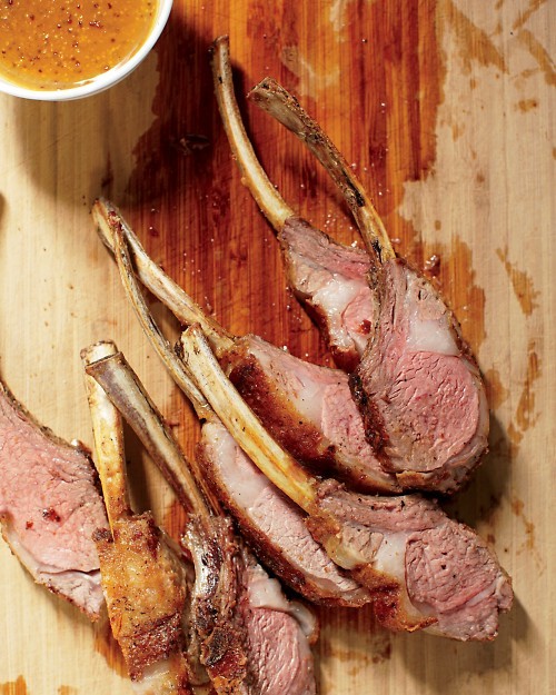 Rack of lamb with mustard sauce