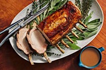 Rack of pork with cider-pepper glaze