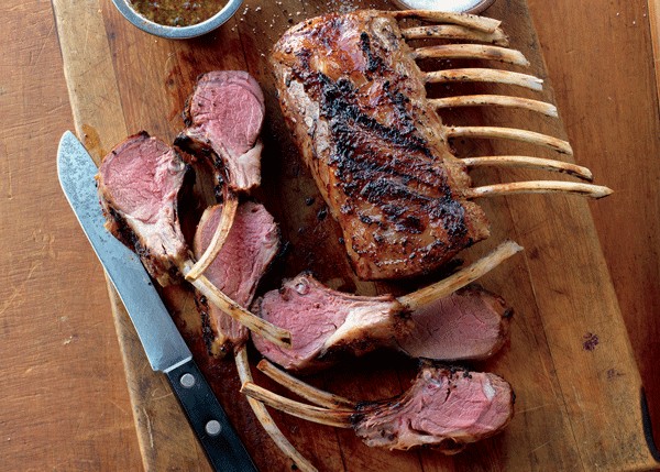 Racks of lamb with whole-grain mustard and apricot glaze