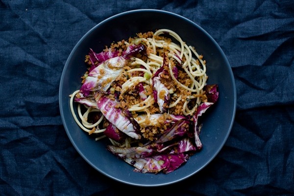 Radicchio, anchovy and lemon spaghetti