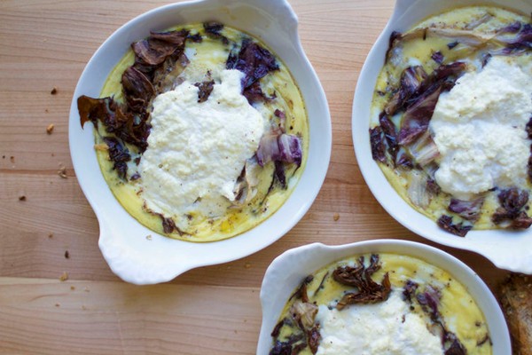 Radicchio and ricotta custards