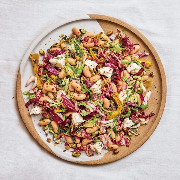 Radicchio, bean, and feta salad