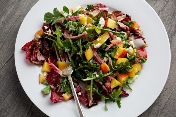 Radicchio, corned beef and nectarine salad