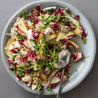 Radicchio salad with apple, arugula, and Parmesan
