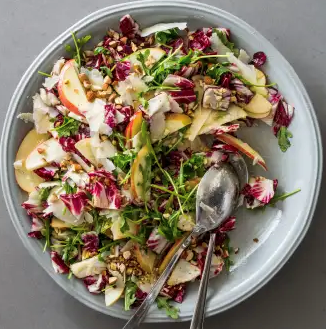 Radicchio salad with apple, arugula, and Parmesan