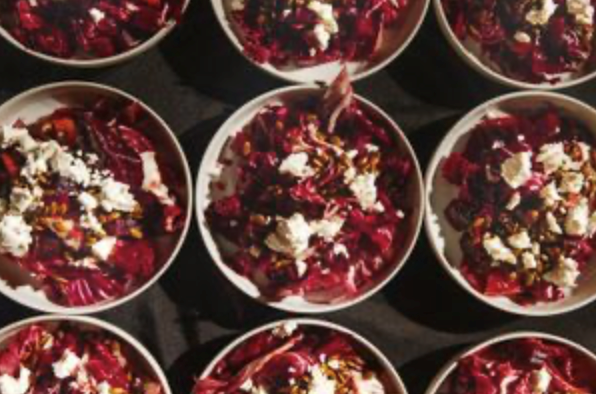 Radicchio with beetroot, orange and pickled eschalot vinaigrette