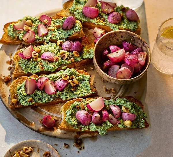 Radish & broad bean bruschetta