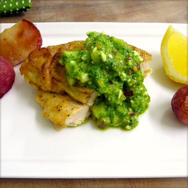 Radish and basil pesto
