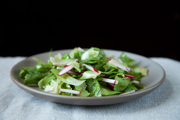 Radish and escarole salad with anchovy vinaigrette