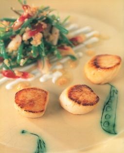 Radish and French bean salad with seared scallops