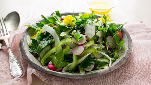 Radish and herb salad with Meyer lemon dressing