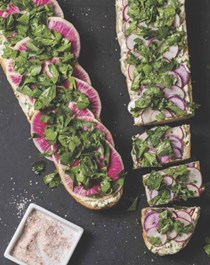 Radish baguette with chive butter and salt
