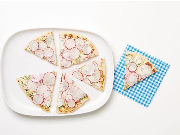 Radish flatbread with chive butter