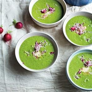 Radish leaf soup with caraway