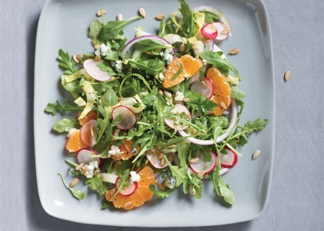 Radish, orange, and arugula salad with cumin vinaigrette