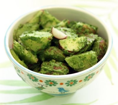 Radish pesto potato salad