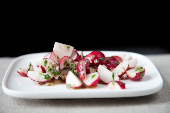 Radish salad with anchovy sauce