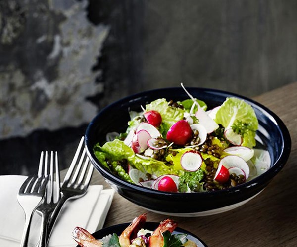 Radish, Santorini caper and lentil salad