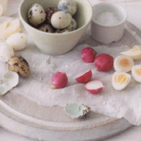 Radishes and quail's eggs