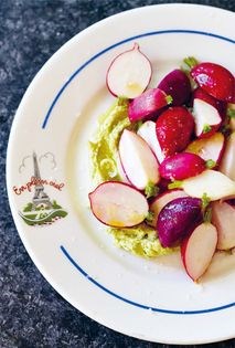 Radishes and whipped basil butter