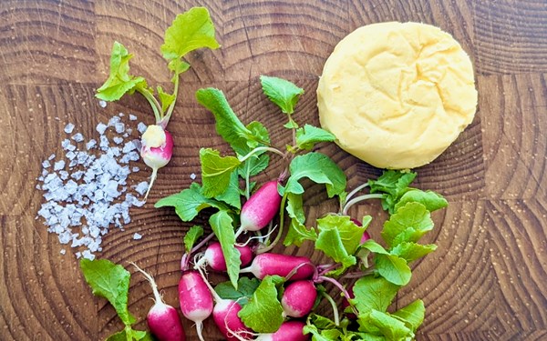 Radishes with cultured butter & salt