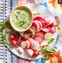 Radishes with green goddess dressing