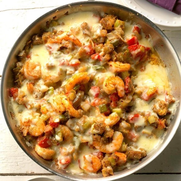 Ragin' Cajun eggplant & shrimp skillet